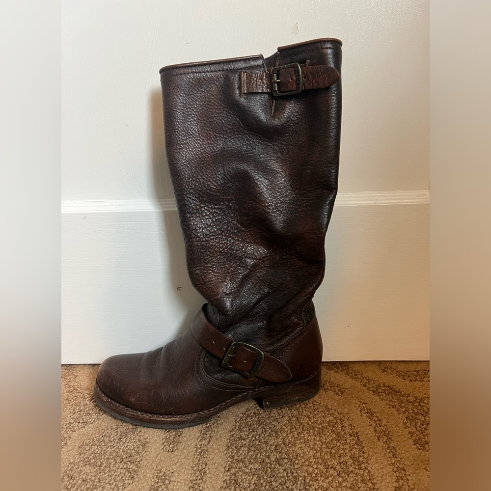 Frye Veronica Slouch boots sz 7 extended calf brown